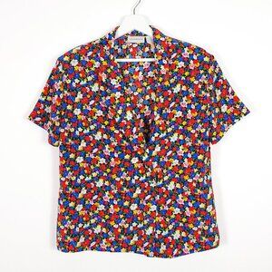 Vintage Colorful Floral Print Blouse